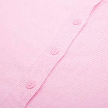 Women Long Sleeve Button Down V Neck Cute Knit Sweater Cardigan(S,Pink)