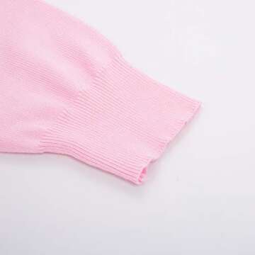 Women Long Sleeve Button Down V Neck Cute Knit Sweater Cardigan(S,Pink)