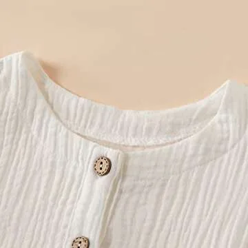 PATPAT Toddler Baby Girl Dresses Cotton Linen Dress Ruffle Sleeveless Casual Boho Outfits (White, 18-24 Months)