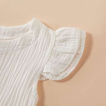 PATPAT Toddler Baby Girl Dresses Cotton Linen Dress Ruffle Sleeveless Casual Boho Outfits (White, 18-24 Months)