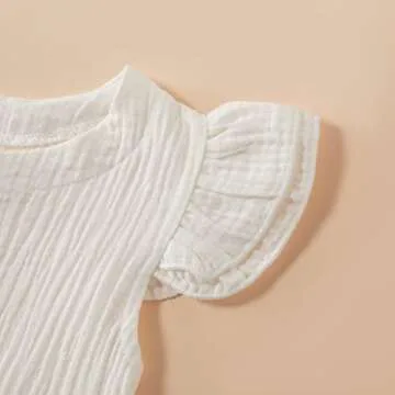 PATPAT Toddler Baby Girl Dresses Cotton Linen Dress Ruffle Sleeveless Casual Boho Outfits (White, 18-24 Months)