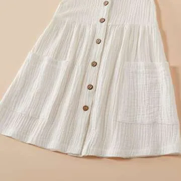 PATPAT Toddler Baby Girl Dresses Cotton Linen Dress Ruffle Sleeveless Casual Boho Outfits (White, 18-24 Months)