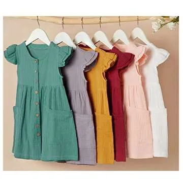 PATPAT Toddler Baby Girl Dresses Cotton Linen Dress Ruffle Sleeveless Casual Boho Outfits (White, 18-24 Months)