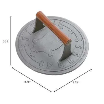 Norpro 8.75-Inch Cast Iron Bacon Press with Wood Handle, Round