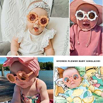 Hycredi Flexible Bendable Flower Baby Polarized Sunglasses with Strap Cute Shades for Newborn Infant...