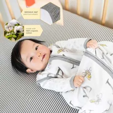 Burt's Bees Baby Essential Organic Cotton Fitted Crib Sheet, Breathable for Boy Girl Standard Crib & Toddler Mattresses