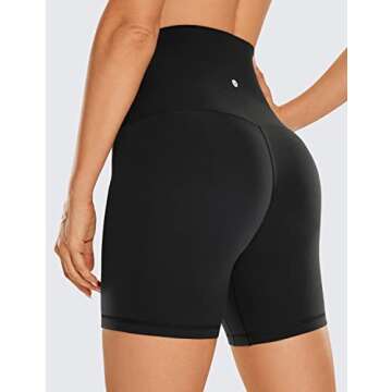 CRZ YOGA Super High Waisted Butterluxe Womens Biker Shorts 6 Inches - Buttery Soft Workout Yoga Over Belly Black Small