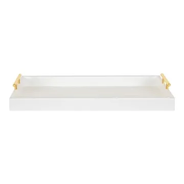 Elegant Decorative Tray with Polished Metal Handles