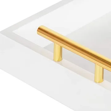 Elegant Decorative Tray with Polished Metal Handles