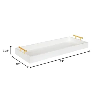 Elegant Decorative Tray with Polished Metal Handles