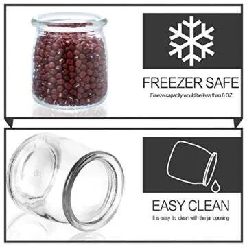 KAMOTA 40 Pack Clear 6 oz Yogurt Jars with Lids