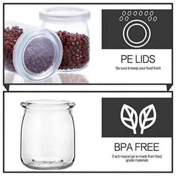 KAMOTA 40 Pack Clear 6 oz Yogurt Jars with Lids