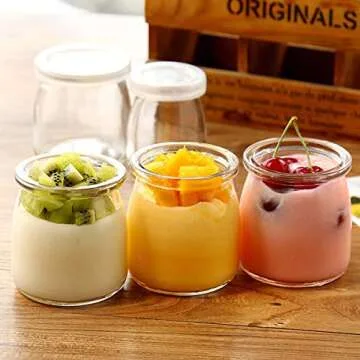 KAMOTA 40 Pack Clear 6 oz Yogurt Jars with Lids