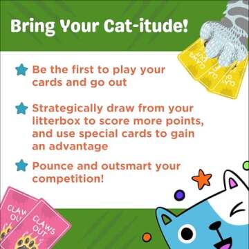 Claws Out Fun Card Game - Hilarious, Fast and Fun Card Game for Adults, Teens and Kids, Wildly Fun Cat Games for Kids and Adults, Cat Themed Gifts for Cat Lovers