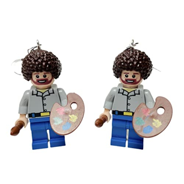 Unique Bob Ross Earrings for Art Lovers with Hooks