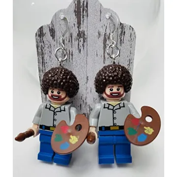 Unique Bob Ross Earrings for Art Lovers with Hooks