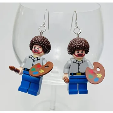 Unique Bob Ross Earrings for Art Lovers with Hooks
