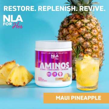 NLA for Her - Her Aminos - (Maui Pineapple - 30 Servings) - Comprehensive BCAA Amino Acid Blend - Supports Endurance, Helps Build Lean Muscle, Improve Hydration & Enhance Recovery, Vegan, GF, 10 Cals