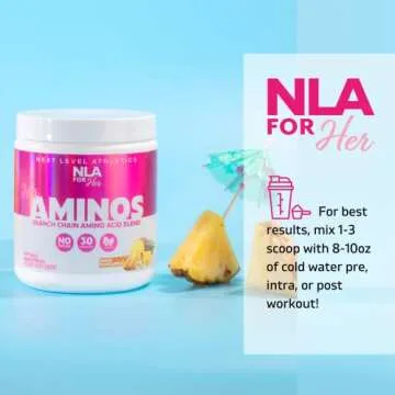 NLA for Her - Her Aminos - (Maui Pineapple - 30 Servings) - Comprehensive BCAA Amino Acid Blend - Supports Endurance, Helps Build Lean Muscle, Improve Hydration & Enhance Recovery, Vegan, GF, 10 Cals