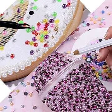 RODAKY 2000Pcs AB Gold Half Pearls for Crafts,Flatback Half Round Pearl for Nails,6 Sizes AB Gold Pearl Beads Rhinestones for Nails Art Design DIY Crafts Jewelry Making Clothe Shoes Decoration