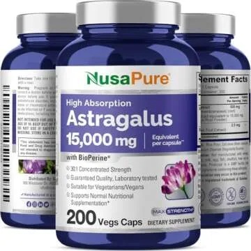 NusaPure Astragalus 15,000mg Vegan Capsules - 200 Count