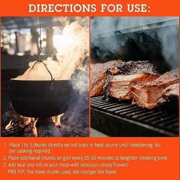 Camerons All Natural Pecan Wood Chunks for Smoking Meat -840 Cu In Box, Approx 10 Pounds- Uniform Size 3"x2"x2" for Even Burning- Kiln Dried Large Cut BBQ Wood Chips for Smoker- Grilling Gifts for Men