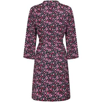 SofiePJ Women's Printed Robe Set with Chemise Shorts 3 Piece Sleep Loungewear Hot Pink Black M