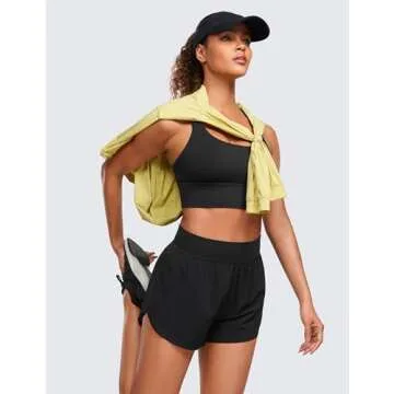 CRZ YOGA Women's High Waisted Running Shorts 3"