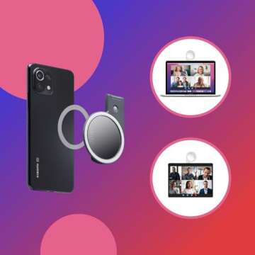 JOBY Beamo Ring Light, Compatible with iPhone with MagSafe, Magnetic LED, Usable with Any Smartphone with The Included Sticky Ring, Light for Phones, Color Gray