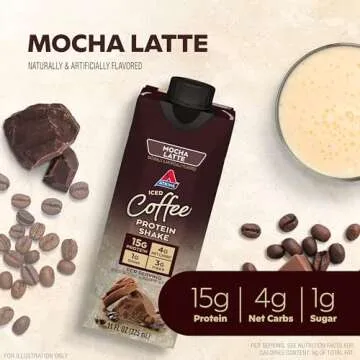Atkins Mocha Latte Iced Coffee Protein Shake, 15g Protein, Low Glycemic, 4g Net Carb, 1g Sugar, Keto...