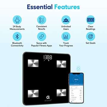 arboleaf Scale for Body Weight, Accurate Smart Digital Weight Bluetooth Bathroom Scale, 14 Body Comp...