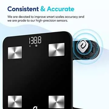 arboleaf Scale for Body Weight, Accurate Smart Digital Weight Bluetooth Bathroom Scale, 14 Body Composition Analysis, 400lbs, Black