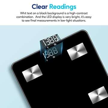 arboleaf Scale for Body Weight, Accurate Smart Digital Weight Bluetooth Bathroom Scale, 14 Body Composition Analysis, 400lbs, Black