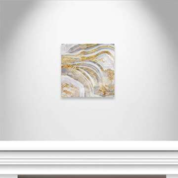 Casa Fine Arts Agate Allure I Gold and Silver Modern Geode Canvas Wall Art, 24" x 24", Multicolor