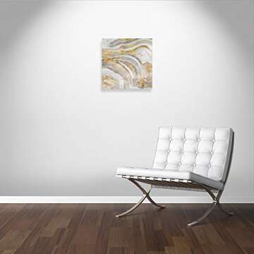 Casa Fine Arts Agate Allure I Gold and Silver Modern Geode Canvas Wall Art, 24" x 24", Multicolor