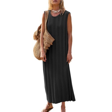 Fisoew Women's Summer Sleeveless Maxi Dress for Versatile Style
