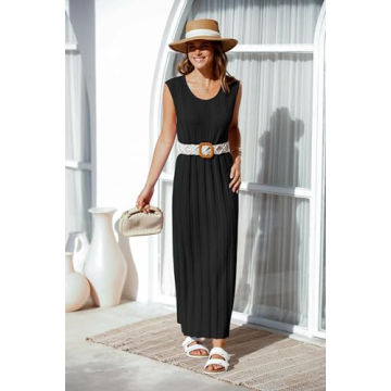 Fisoew Women's Summer Sleeveless Maxi Dress for Versatile Style