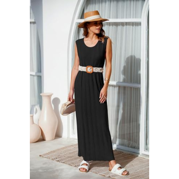 Fisoew Women's Summer Sleeveless Maxi Dress for Versatile Style