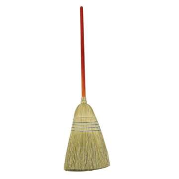 Rubbermaid Commercial Products Heavy-Duty Corn Broom, 1 1/8-Inch Wood Handle, Red, Indoor/Outdoor Br...
