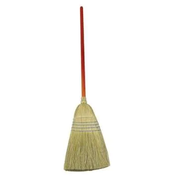 Rubbermaid Commercial Products Heavy-Duty Corn Broom, 1 1/8-Inch Wood Handle, Red, Indoor/Outdoor Br...