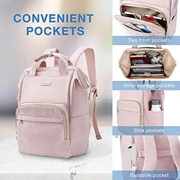 BAGSMART Laptop Backpack for Women, Travel Backpacks 15.6 Inch Notebook Doctor Back pack for College Work Business Trip Women (pink)