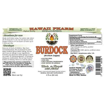 Organic Burdock Alcohol-Free Liquid Extract - Natural Herbal Supplement 2 oz
