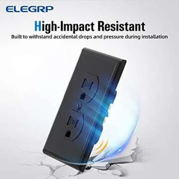 ELEGRP Tamper-Resistant Duplex Receptacle, 15A 125V Standard Electrical Duplex Wall Outlet, 2 Pole 3 Wire, 5-15R, Self-Grounding, Residential Grade, w/Wall Plate, UL Listed (Glossy Black, 10 Pack)