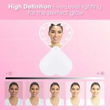 RIKI LOVES RIKI Sweetheart Clip-On LED Makeup Mirror & Selfie Light - Portable Phone Light Clip for Perfect Selfies & Makeup Tutorials | Three-Stage Dimming, Rechargeable, & Battery Phone Light