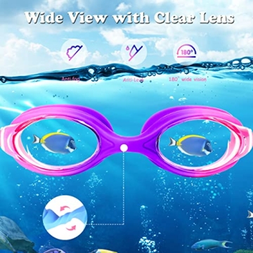 Kids Swim Goggles 2 Pack for Ages 3-15 - Anti Fog
