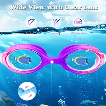 Kids Swim Goggles 2 Pack for Ages 3-15 - Anti Fog