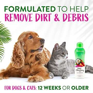 TropiClean Deodorizing Cat & Dog Shampoo for Smelly Pets, Puppy & Kitten Safe, Long Lasting Odor Control, Berry Scent, Made in the USA, 20oz.