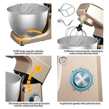 Sincalong Stand Mixer 660W 8.5QT for Baking Success