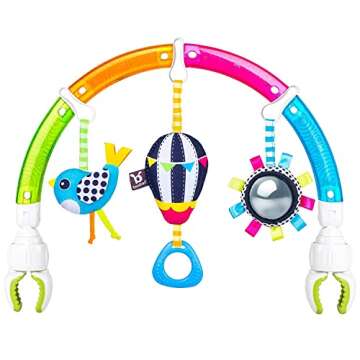 BENBAT Baby Stroller Arch Toy Rainbow Dazzle Friends Play Bar. Fun Newborns Sensory Activity, Adjustable for Bouncers and Car Seat.