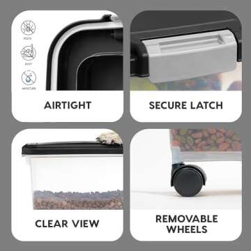 IRIS USA Airtight Dog Food Storage Container, Up to 38 lbs, Attachable Wheels, For Dog Cat Bird and ...